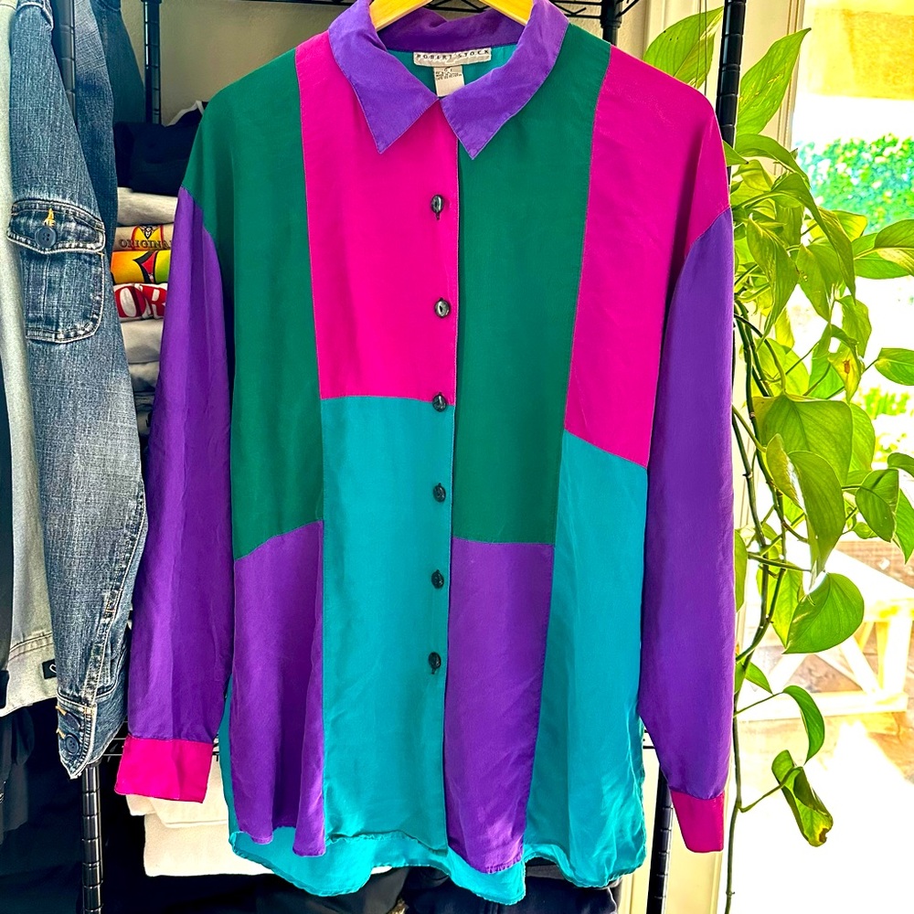 Robert Stock Silk Colorblock Shirt